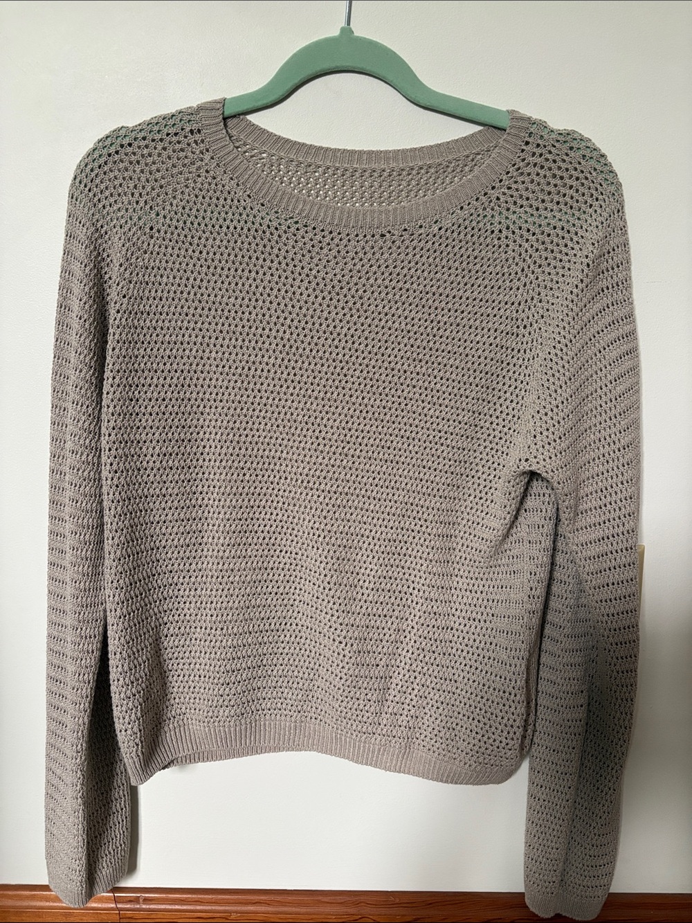 Uniqlo Open-Knit Crewneck Sweater - Taupe